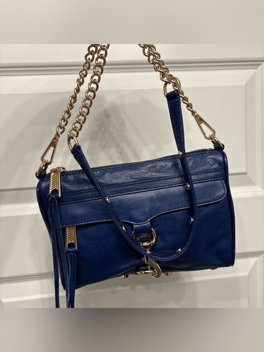 Rebecca Minkhoff Blue Crossbody Bag with Gold Chain Hardware